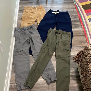 Lot 4 Boys Khaki Olive Gray Navy Joggers Size 14